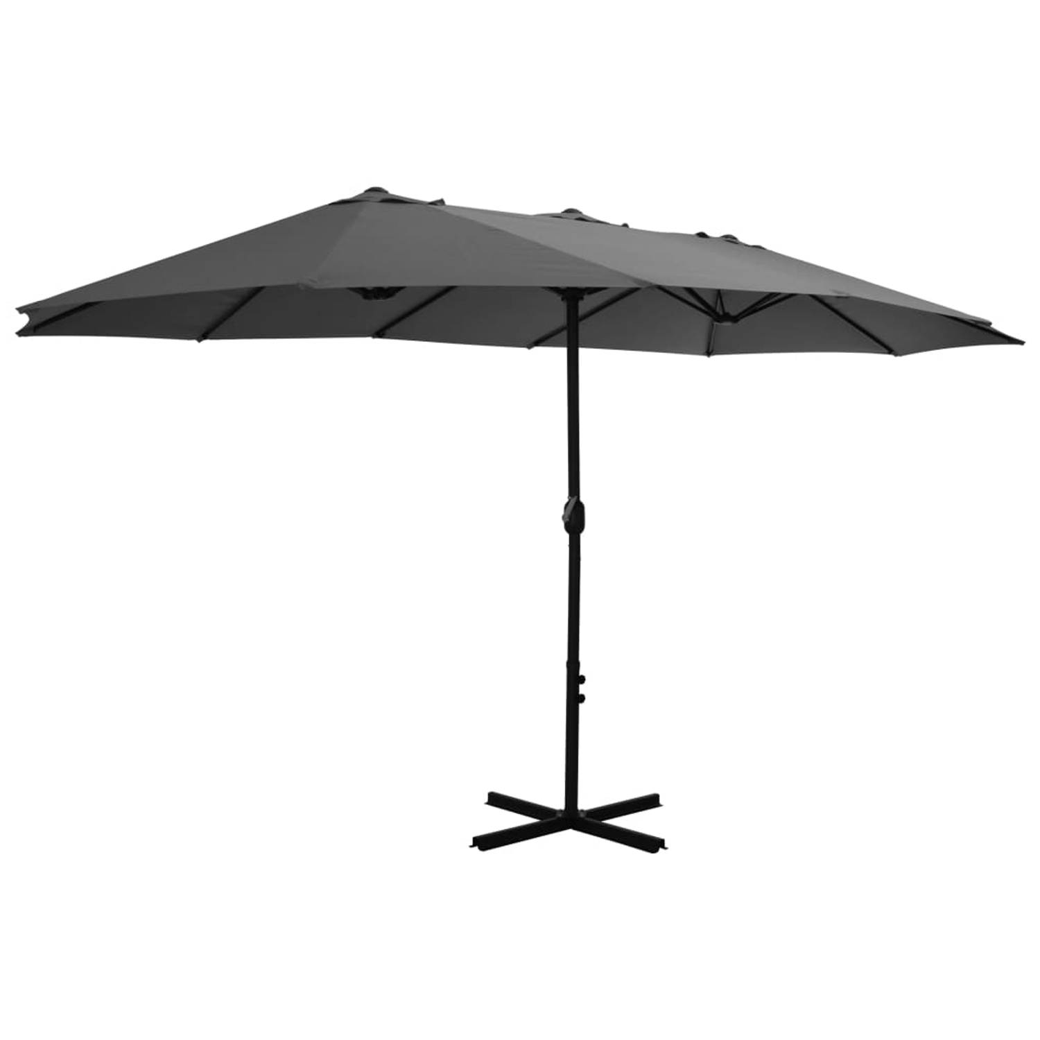 The Living Store Tuinparasol Antraciet - 460x270x246 cm - UV-beschermend polyester - Stevige kruisvoet - Aluminium paal en baleinen