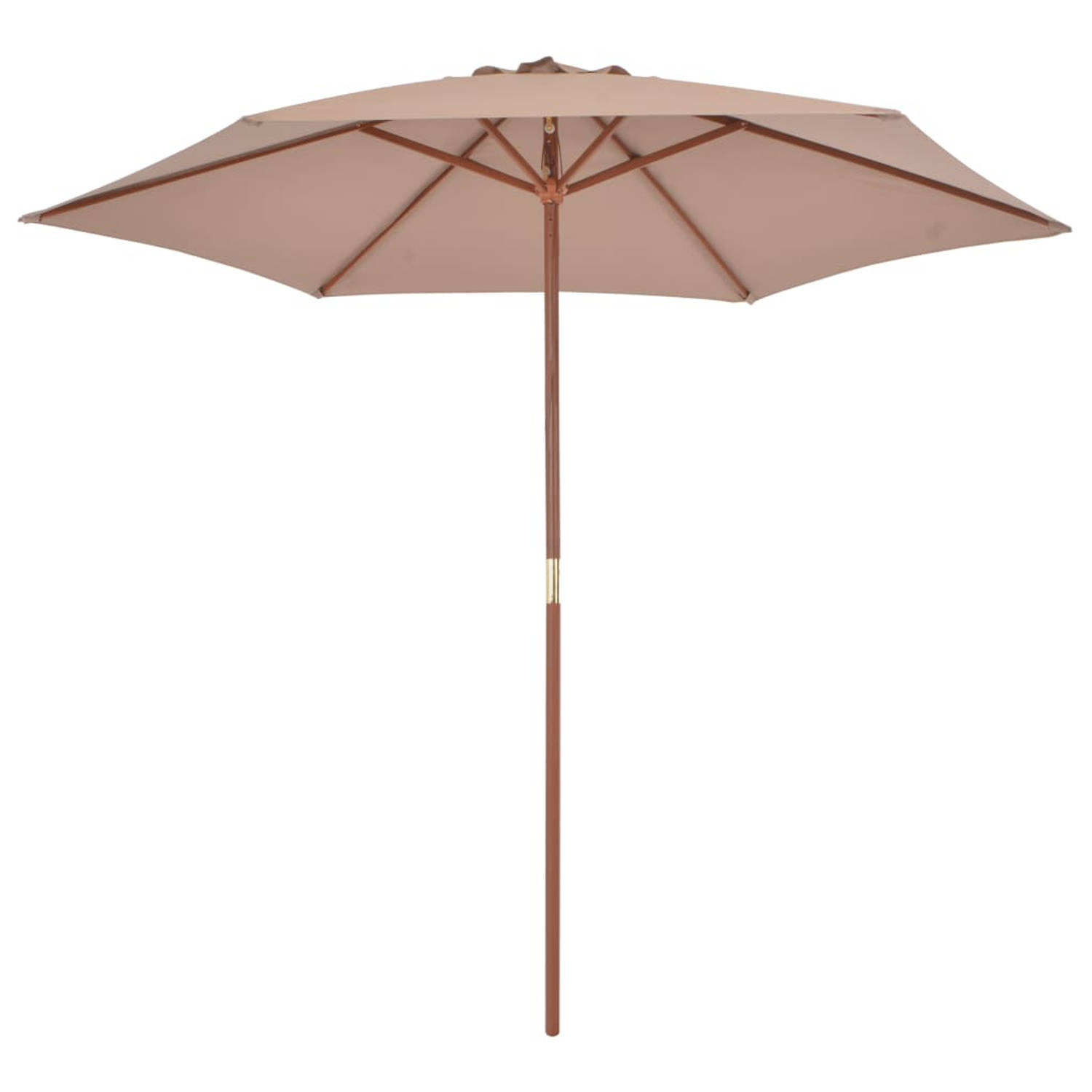 The Living Store Parasol - Houten - Polyester - Ø270 cm x 244 cm - Taupe