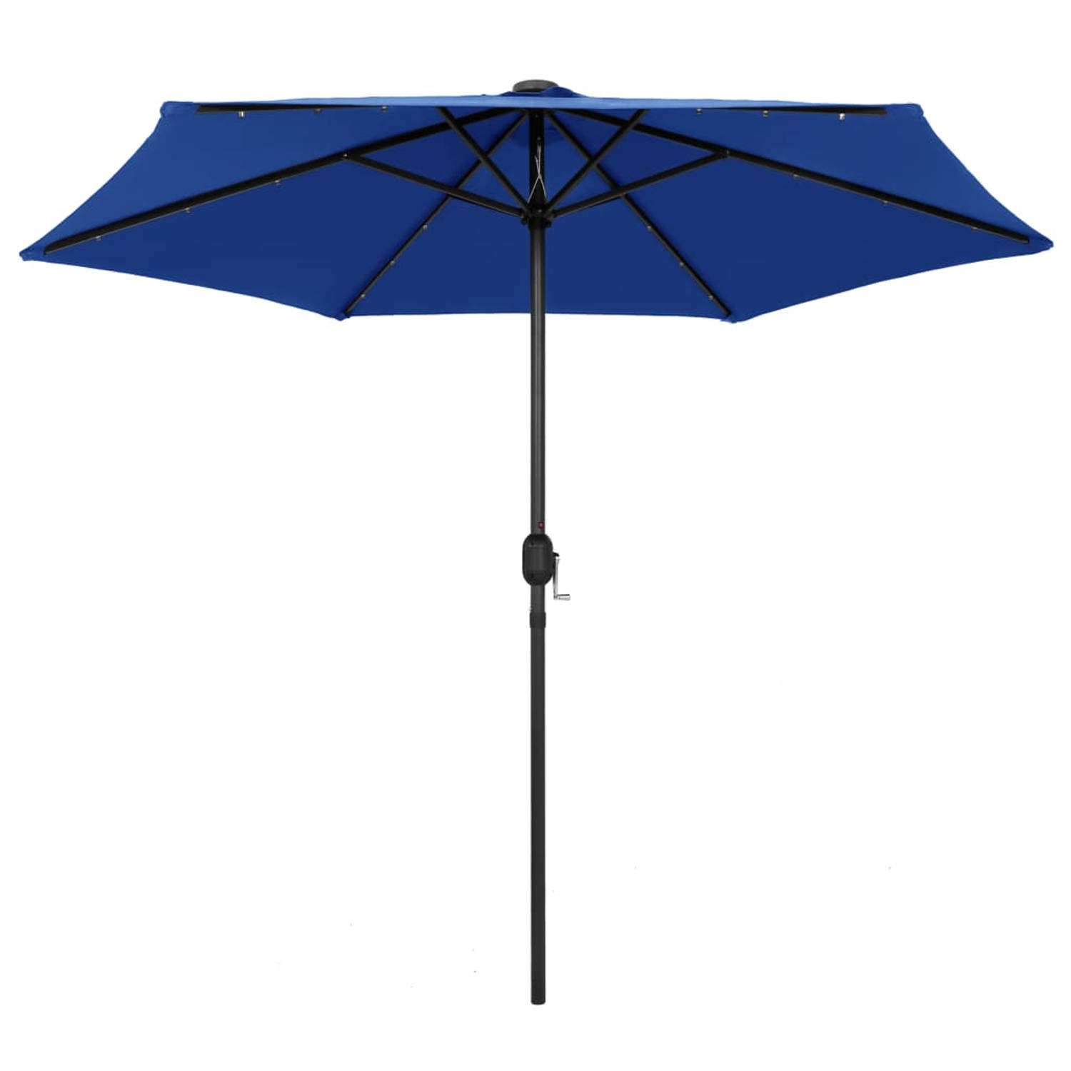 The Living Store Parasol Easy Shade - 270x236 cm - Azuurblauw - UV-beschermend polyester - Aluminium paal - 18 LED-lichtjes