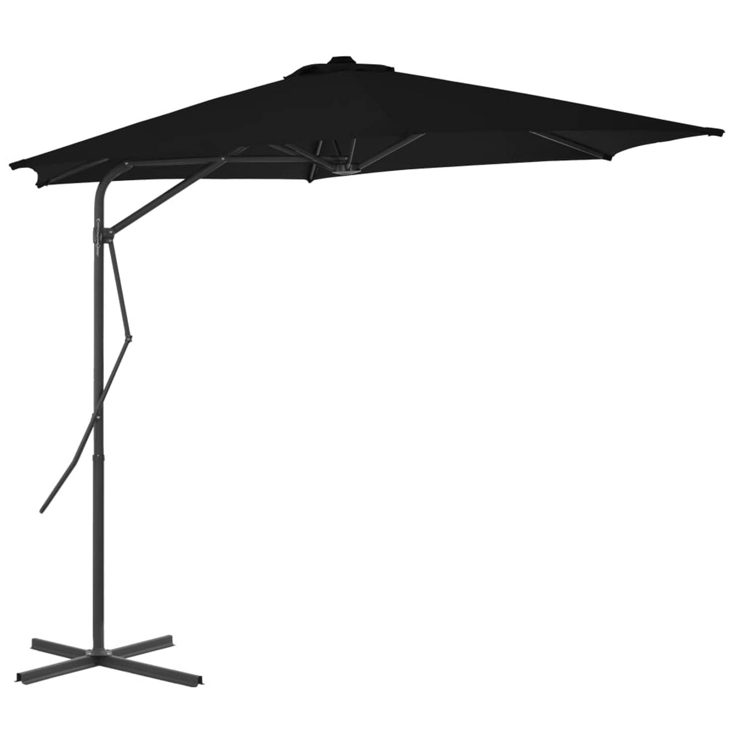 The Living Store Parasol Zwarte Stof en Gepoedercoat Staal - 300x230cm - UV-beschermend - 360 graden draaibaar - Sterk en Duurzaam