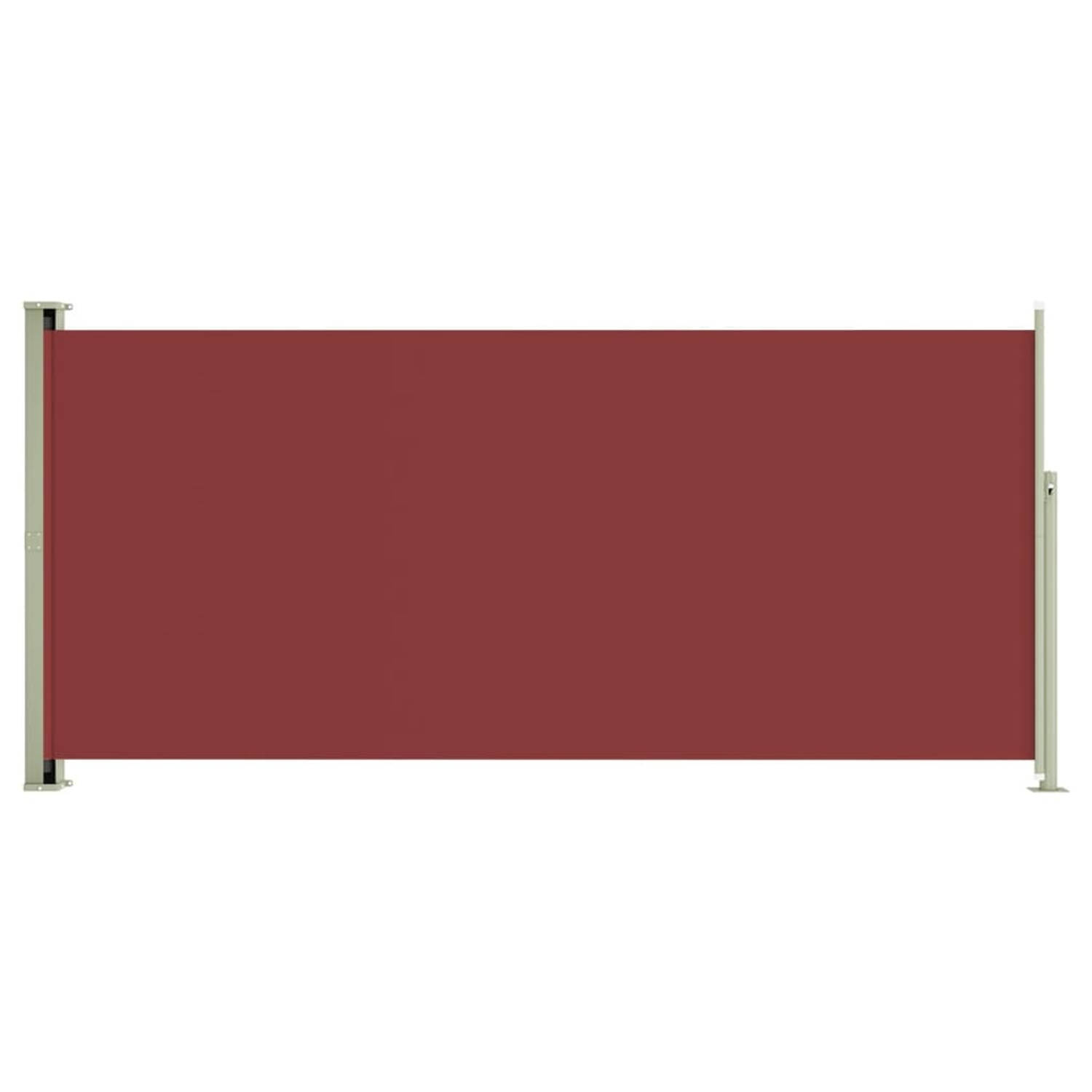 The Living Store Zijscherm - UV- en scheurbestendig - Polyester - Automatische terugrolfunctie - Rood - 140x(0-300) cm