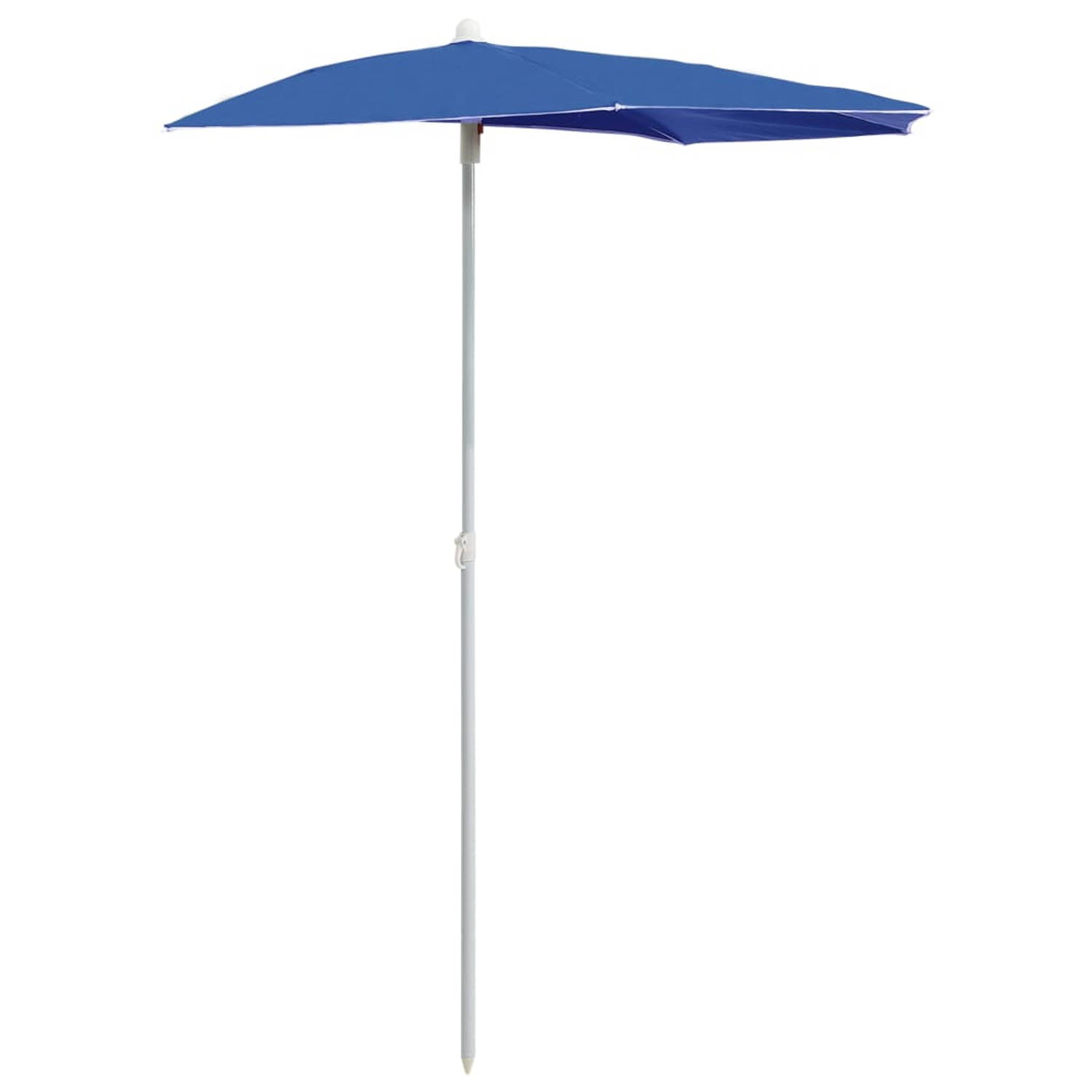 The Living Store Parasol - Azuurblauw - 180 x 90 x 195 cm - UV-beschermend polyester - Stalen paal