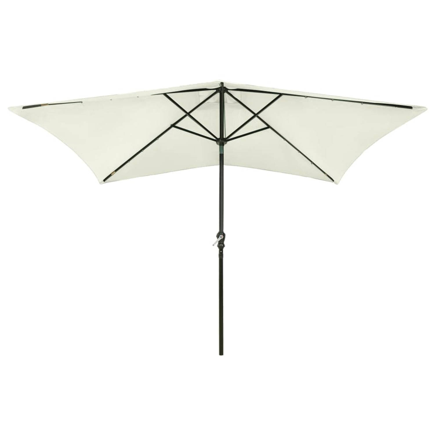 The Living Store Parasol rechthoekig - Zand - 200x300x247 cm - UV-beschermend polyester - Gepoedercoat staal - Inklapbaar - LED-verlichting