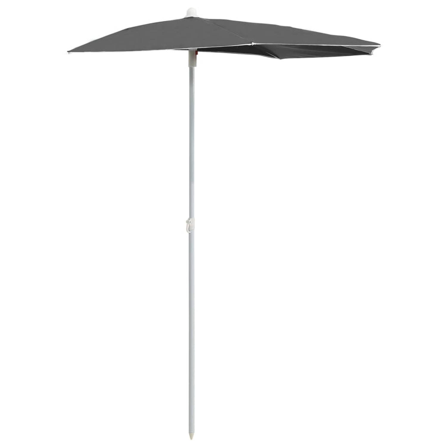 The Living Store Parasol half met paal 180x90 cm antracietkleurig - Parasol