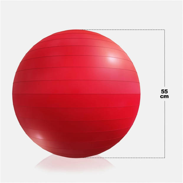 Fitnessbal Ø 55 cm - incl. Pomp - Gym bal - Yoga - Belastbaar tot 500 kg - Rood