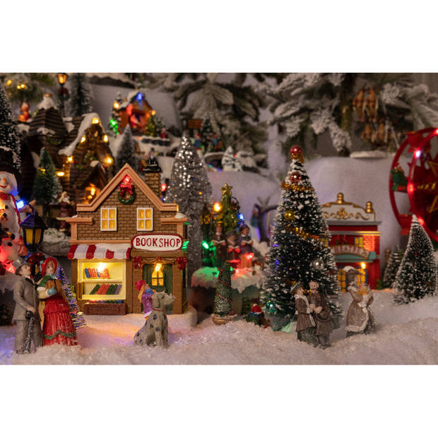 Kerstdorp decoratie set winterlandschap huisjes en figuurtjes met verlichting - Kerstdorpen