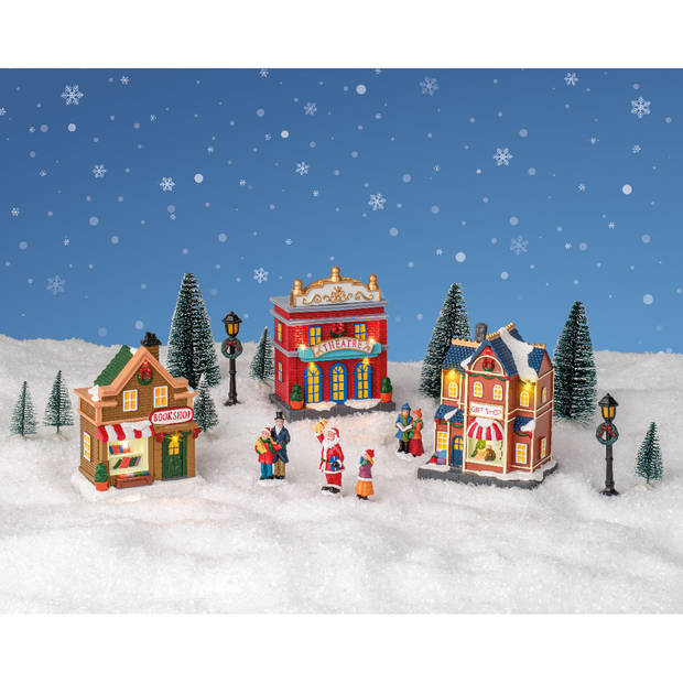 Kerstdorp decoratie set winterlandschap huisjes en figuurtjes met verlichting - Kerstdorpen