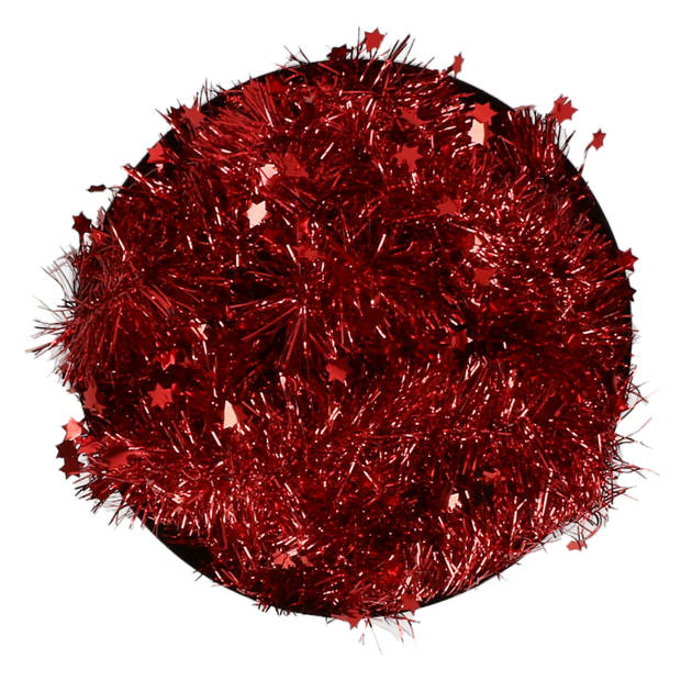 Decoris kerstslinger - sterren - rood - 270 x 10 cm - folie/tinsel - lametta - Kerstslingers