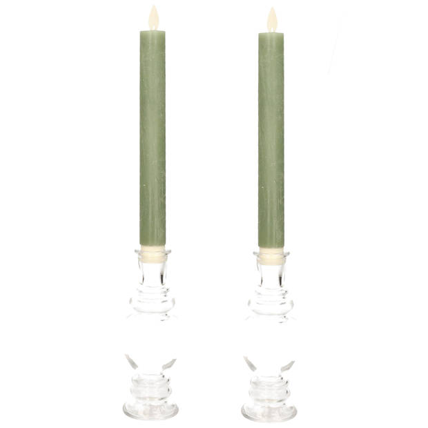Kaarsen kandelaar Venice - 2x - glas - helder transparant - D5,7 x H15 cm - kaars kandelaars