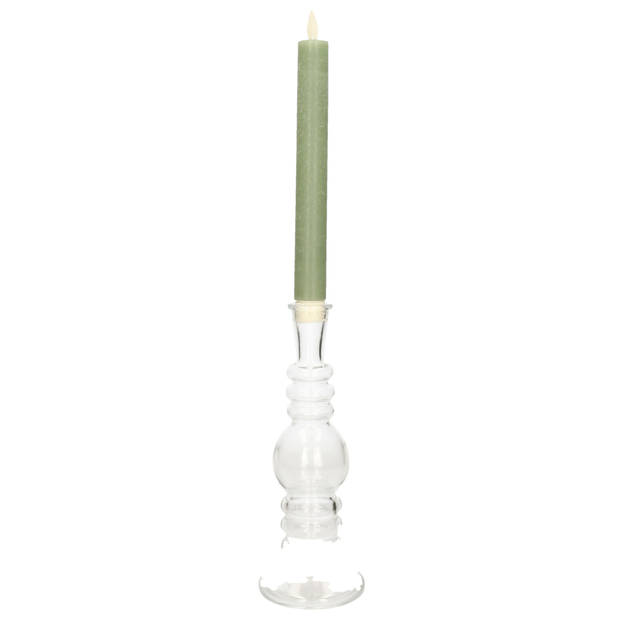 Kaarsen kandelaar Florence - transparant glas - helder - D8,5 x H23 cm - kaars kandelaars