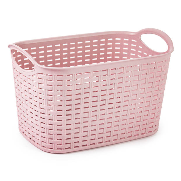 Plasticforte opbergmand/kastmandje - 6,4 liter - roze - kunststof - 19 x 29 x 18 cm - Opbergmanden