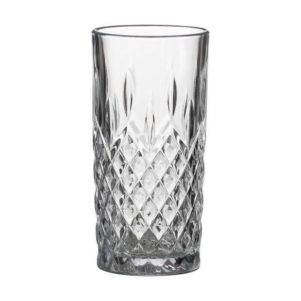 LAV Longdrink/water/drinkglazen Odin - gedecoreerd glas - 4 stuks - 350 ml - Longdrinkglazen