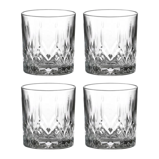 LAV whisky/water/drinkglazenA Odin - gedecoreerd glas - 4x stuks - 330 ml - Drinkglazen