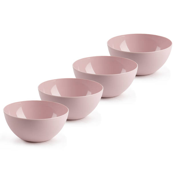 Plasticforte kommetjes/schaaltjes - 4x - dessert/ontbijt - kunststof - D17 x H8 cm - roze - Kommetjes