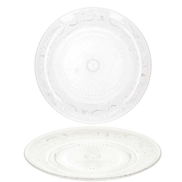 Plasticforte onbreekbare taart/gebakbordjes - 8x - kunststof - kristal stijl - transparant - dia 15 cm - Gebaksborden