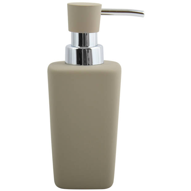 MSV Zeeppompje/dispenser - 2x - Haiti - keramiek - taupe - 6 x 15 cm - 240 ml - Zeeppompjes