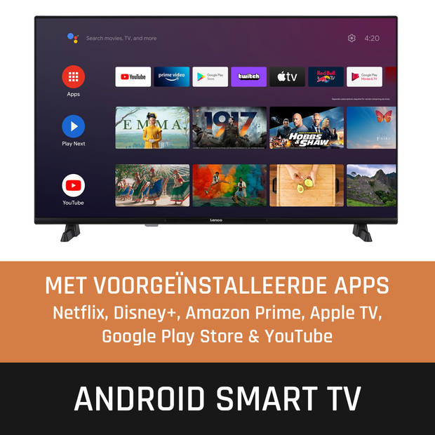 40" Android Smart TV, Full HD Lenco Zwart