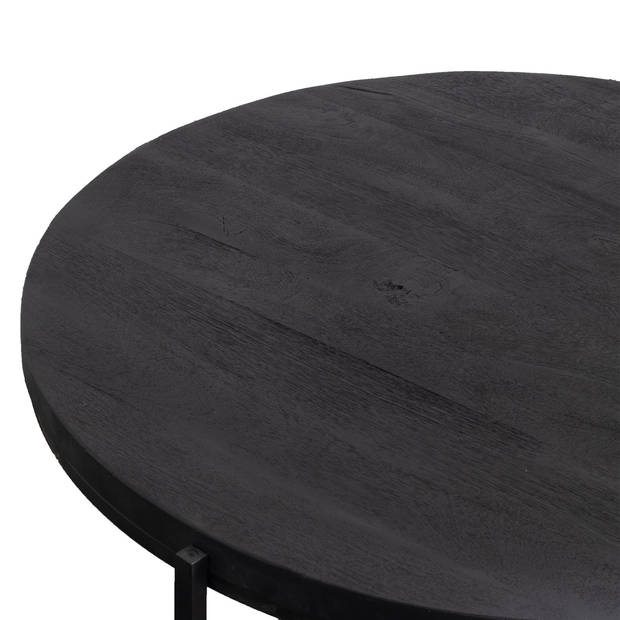 Giga Meubel - Salontafel Rond - Zwart - 100cm - Teakhout - Tafel Mariska