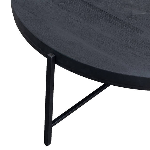 Giga Meubel - Salontafel Rond - Zwart - 100cm - Teakhout - Tafel Mariska