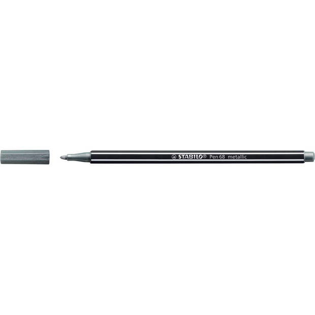 STABILO Pen 68 metallic viltstift, zilver 10 stuks