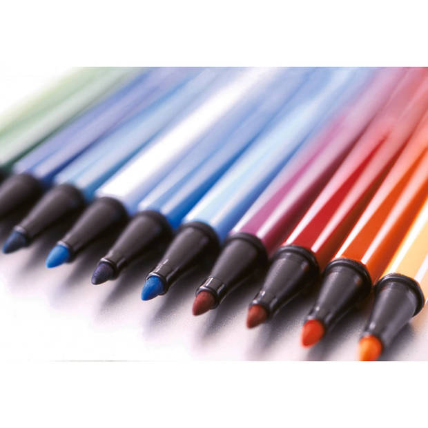 STABILO Pen 68 brush, ColorParade, lila-grijze doos, 20 stuks in geassorteerde kleuren