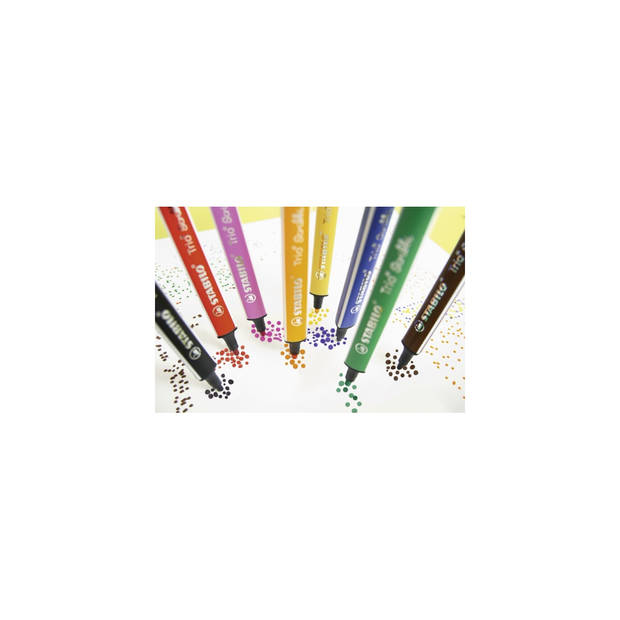STABILO Trio Scribbi - ergonomische viltstift - onverwoestbaar door meeverende punt - etui met 14 kleuren