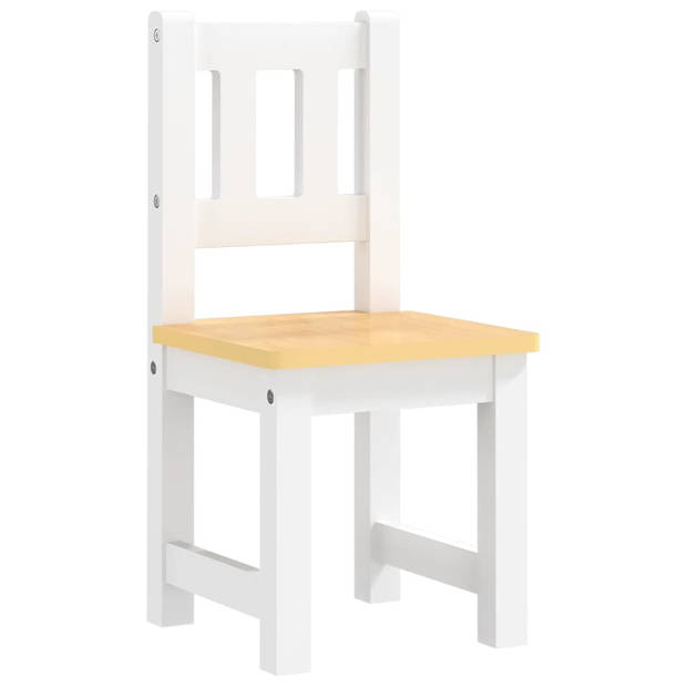 The Living Store kindertafel en stoelenset - wit en beige - MDF - tafel 60 x 50 x 48 cm - stoel 25 x 25 x 55 cm -