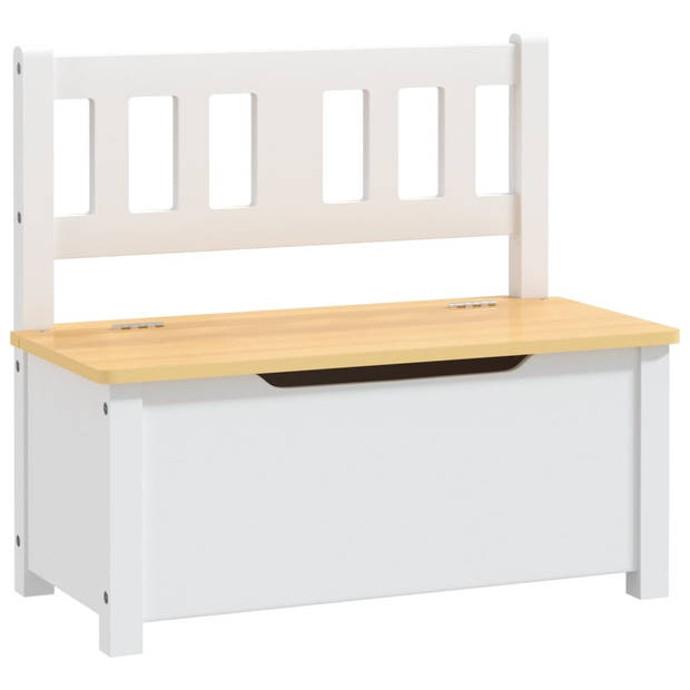 The Living Store kindertafel en stoelenset - wit en beige - MDF - tafel 60 x 50 x 48 cm - stoel 25 x 25 x 55 cm -