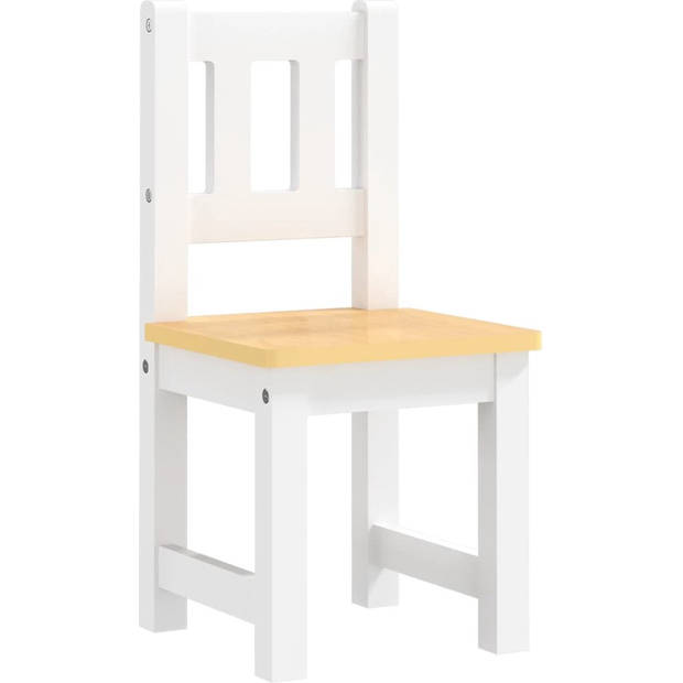 The Living Store kindertafel en stoelenset - wit en beige - MDF - tafel 60 x 50 x 48 cm - stoel 25 x 25 x 55 cm -