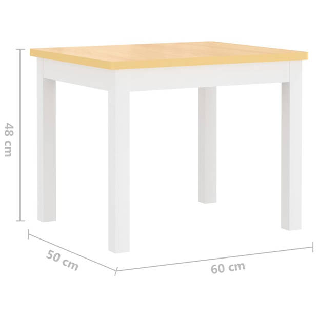 The Living Store kindertafel en stoelenset - wit en beige - MDF - tafel 60 x 50 x 48 cm - stoel 25 x 25 x 55 cm -