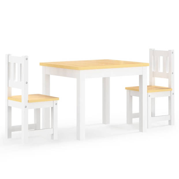 The Living Store Kindertafel en stoelenset - Duurzaam MDF - Wit en beige - Afmetingen tafel- 60 x 50 x 48 cm -