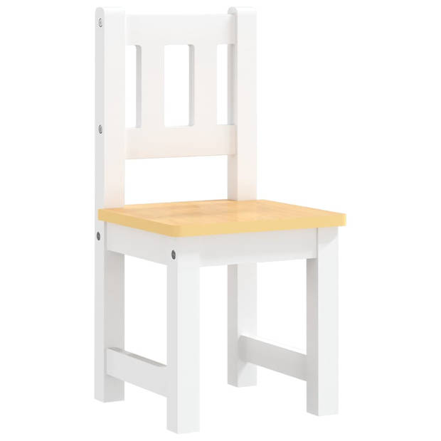The Living Store Kindertafel en stoelenset - Duurzaam MDF - Wit en beige - Afmetingen tafel- 60 x 50 x 48 cm -