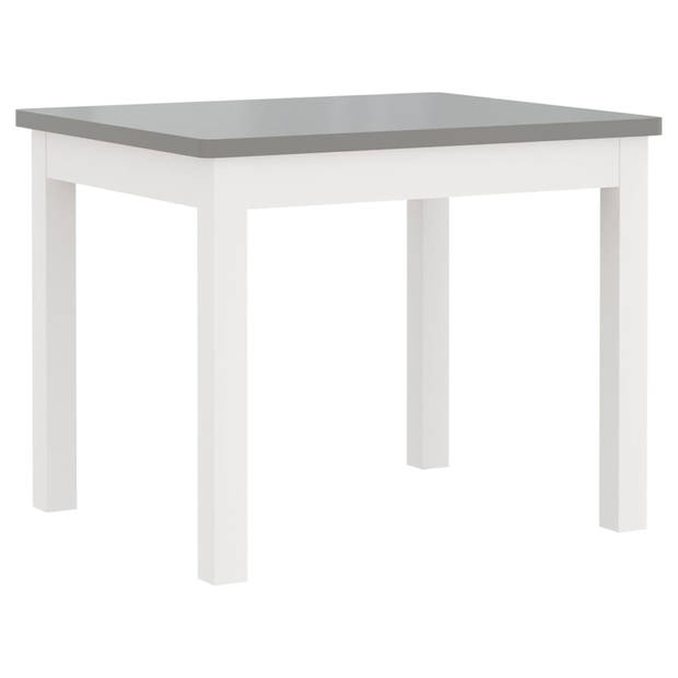 The Living Store Kindermeubelset Wit/Grijs - Tafel 60x50x48 cm - Stoel 25x25x55 cm - Bankje 60x30x55 cm