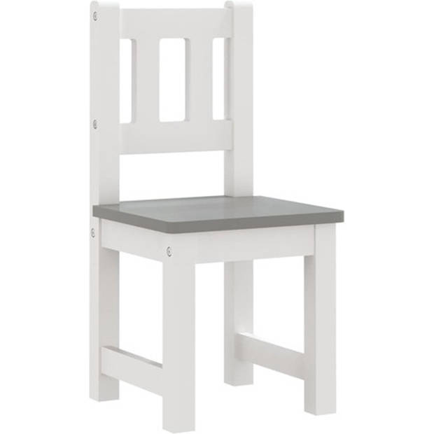 The Living Store Kindermeubelset Wit/Grijs - Tafel 60x50x48 cm - Stoel 25x25x55 cm - Bankje 60x30x55 cm