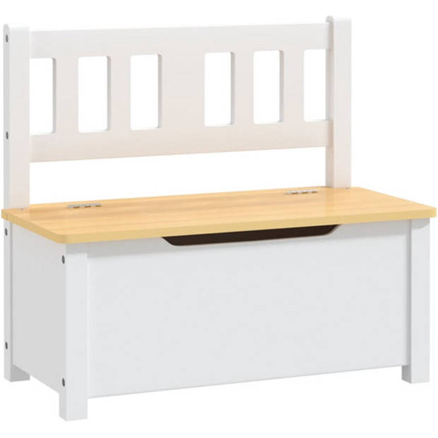 The Living Store Opbergbankje - Kinderkamermeubel - 60x30x55 cm - Wit/Beige