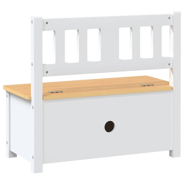 The Living Store Opbergbankje - Kinderkamermeubel - 60x30x55 cm - Wit/Beige