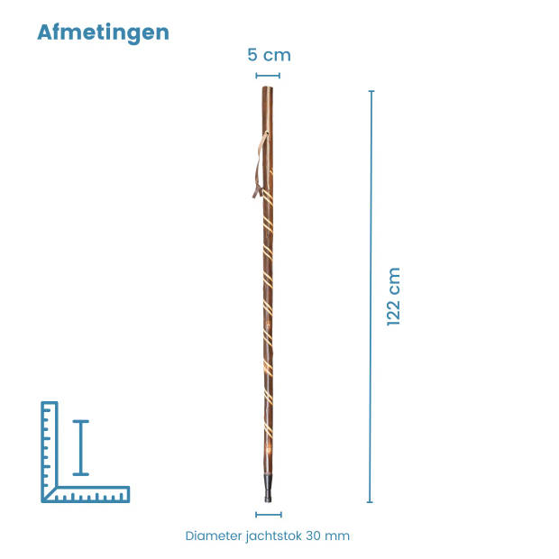 Classic Canes Jachtstok - Bruin - Kastanje hout - Spiraal - Lengte 122 cm - Jagers wandelstok - Wandelstok outdoor