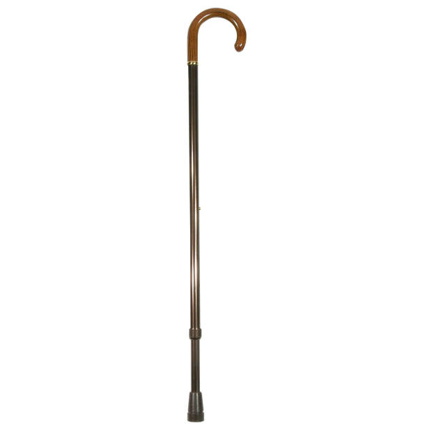 Classic Canes Verstelbare wandelstok - Bruin - Aluminium - XL wandelstok - Essenhout rond handvat - Lengte 82 - 104 cm
