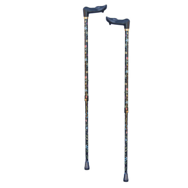 Classic Canes Verstelbare wandelstok - Zwart - Bloemen - Rechtshandig - Ergonomisch handvat - Lengte 75 - 99 cm