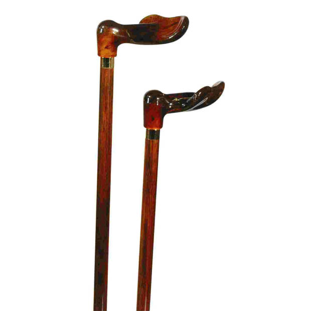 Classic Canes Houten wandelstok - Bruin - Hardhout - rechtshandig - Acryl Ergonomisch handvat - Lengte 92 cm