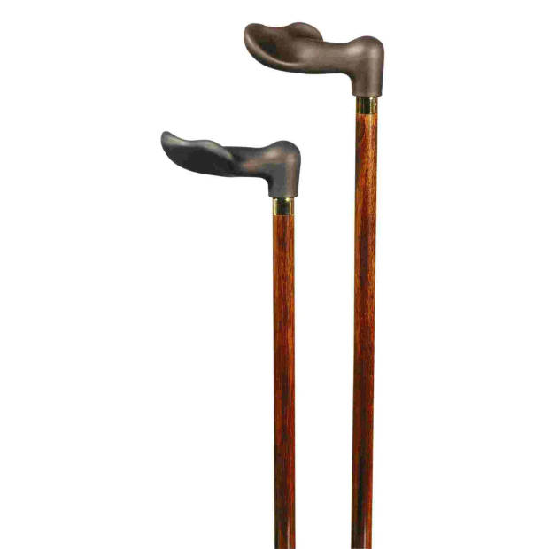 Classic Canes Houten wandelstok - Bruin - Hardhout - Linkshandig - Soft-touch Ergonomisch handvat - Lengte 92 cm