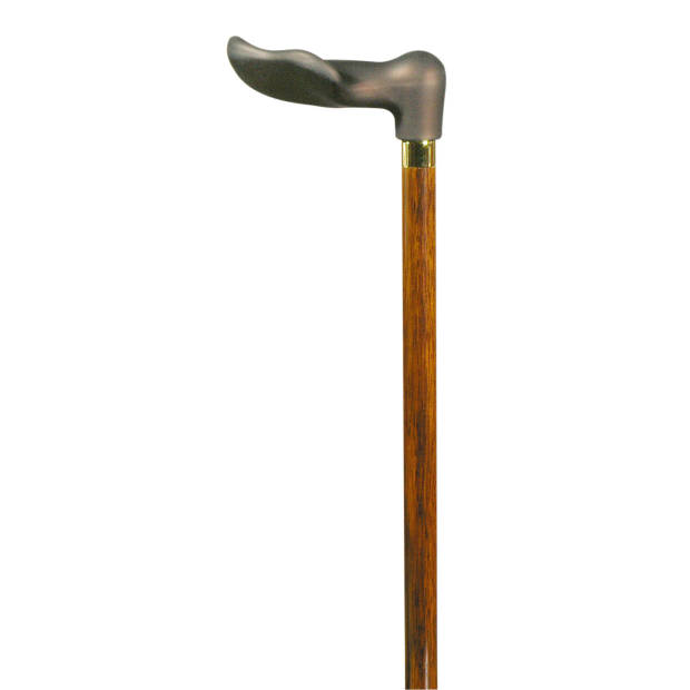 Classic Canes Houten wandelstok - Bruin - Hardhout - Linkshandig - Soft-touch Ergonomisch handvat - Lengte 92 cm