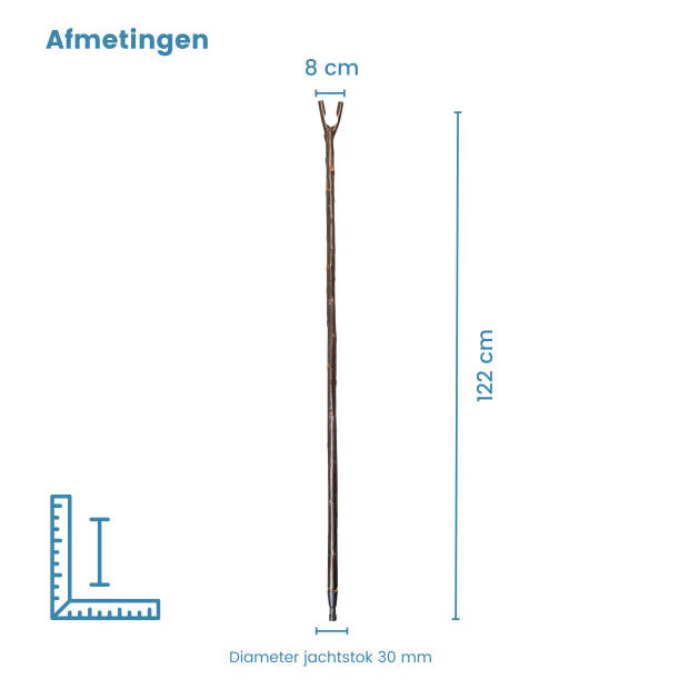Classic Canes Jachtstok - Zwart - Kastanje hout - Duimgrip - Met Schors - Lengte 122 cm - Wandelstok outdoor