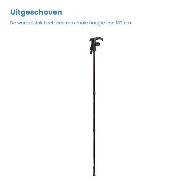 Classic Canes Trekkingstok - Zwart - Met schokdemper - Aluminium - Verstelbaar - Lengte 66 - 132 cm