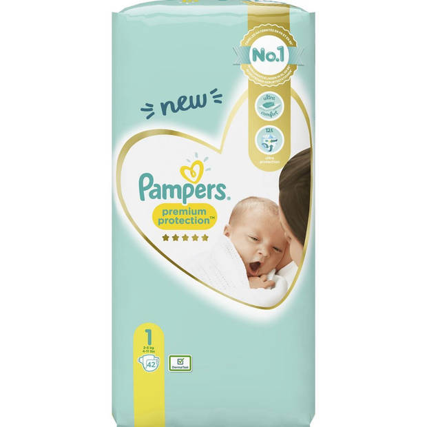 Pampers Premium Protection luiers - Maat 1 (2-5kg) - 42 luiers