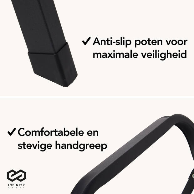 Infinity Goods Stevige Huishoudtrap 2 Treden - Keukentrap Inklapbaar - Anti-Slip - Trap Ladder - Opvouwbaar - Metaal -