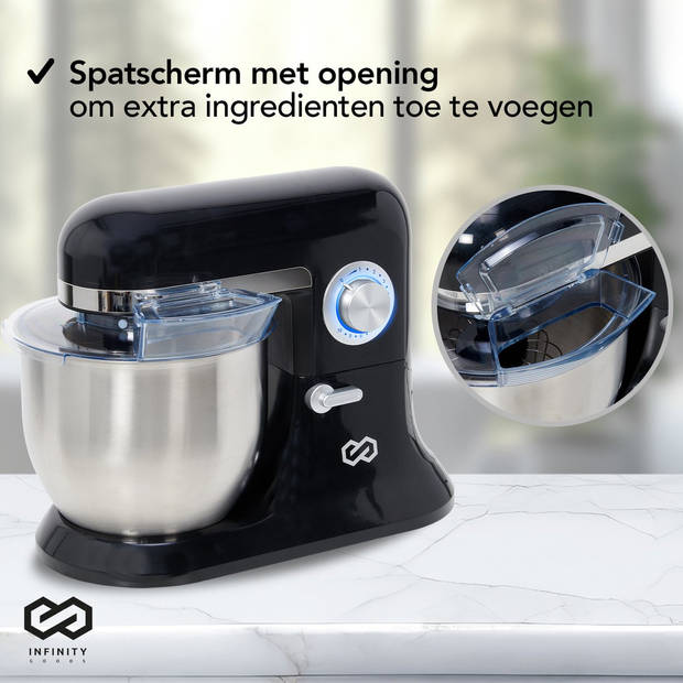 Infinity Goods Keukenmachine - Keukenmixer - 6,5L RVS Mengkom - Keukenrobot - Foodprocessor - Met Accessoires - 1600W -