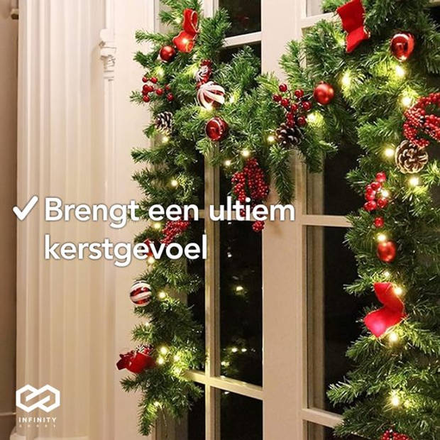 Infinity Goods Guirlande Met verlichting - Timer - Kerstversiering - 270CM - Kerstslinger - Kerstdecoratie - 35 LED -