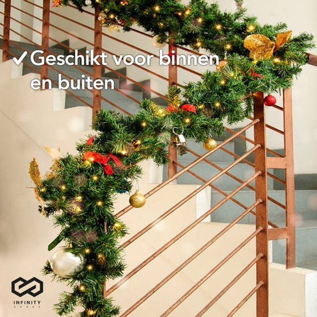 Nordlandia Guirlande Met verlichting - Kerstversiering - 500CM - Kerstslinger - Kerstdecoratie - 100 LED - Groen