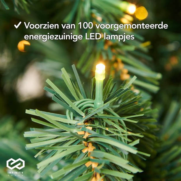 Nordlandia Guirlande Met verlichting - Kerstversiering - 500CM - Kerstslinger - Kerstdecoratie - 100 LED - Groen